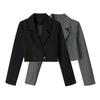 Women's Slim Fit High-Waisted Spring Blazer with Turn-Down Collar