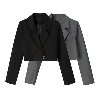 Blazer de Primavera para Mujer de Corte Slim Fit y Cintura Alta con Cuello Vuelto