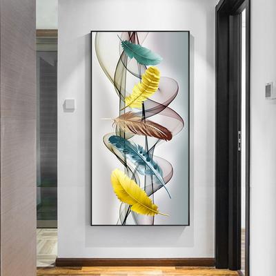Golden Feather Abstract On Canvas Painting Nordic Posters and Prints Wall Art Pictures For Living Room Home Decor No Frame