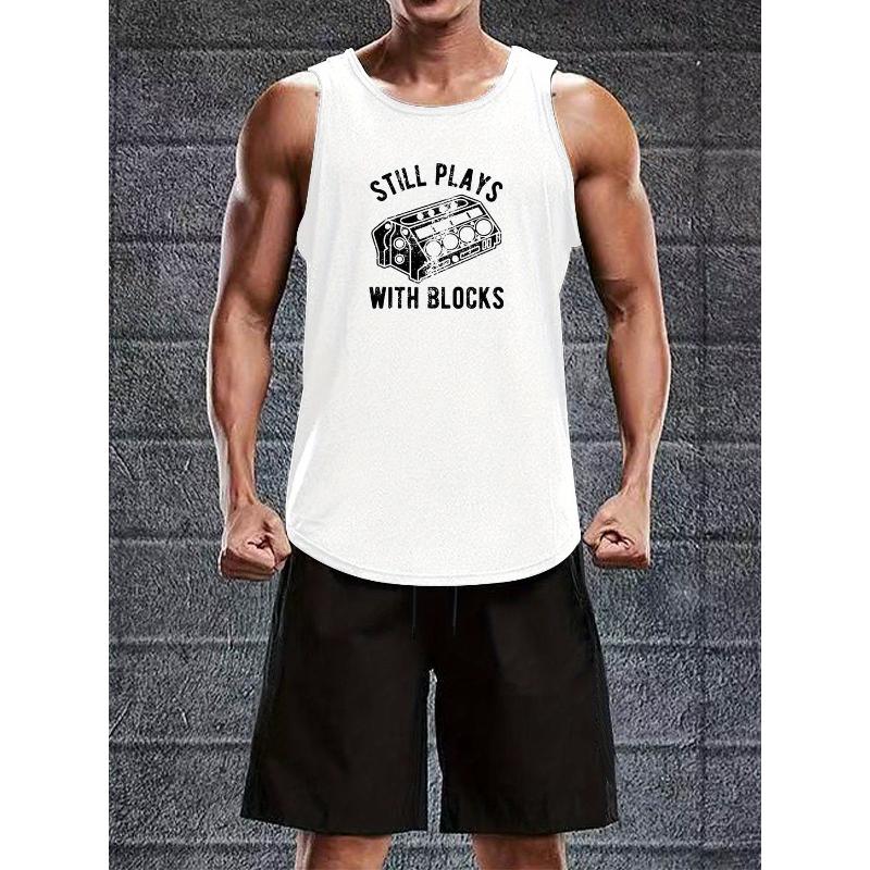 

Relaxed Fit Men s Tank and Shorts Polyester Set Windproof Breathable Summer Daily Casual Outdoor Outfit XXL білий
