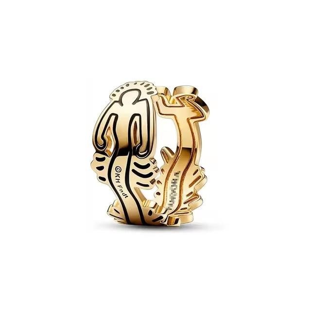 New copper Light Gold Plated Crown Love Bow Colored Diamond Ring Charm Compatible With for Party Daily Leisure Wear Do It Yourself Womens Boutique Je