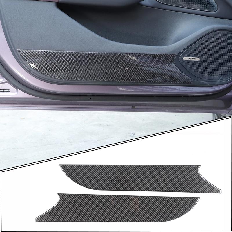 For Xiaomi SU7 2024+ Soft Carbon Fiber Car Front Door Anti-Kick Sticker Panel Decorative Cover Car Interior Accessories