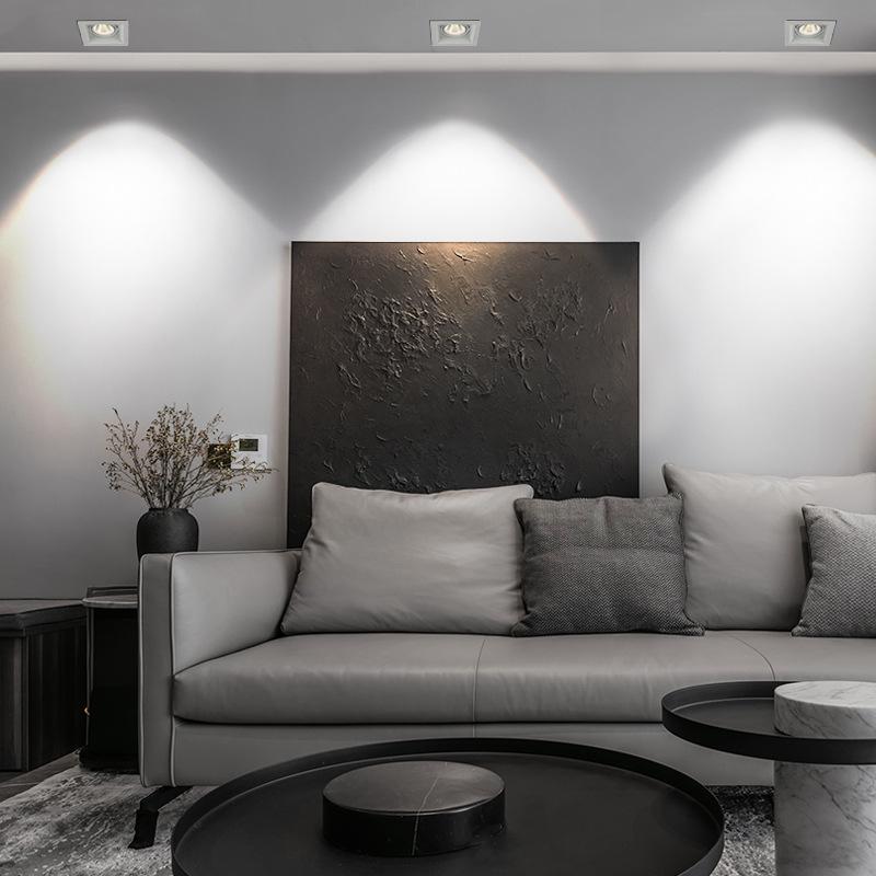 LED Double/Triple-Head Square Downlight: Recessed Aluminum Gimbal Light, COB Spotlight for Commercial Use