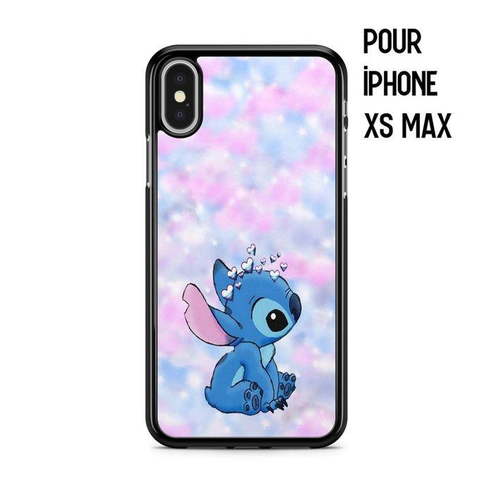 Coque de téléphone - Coque en Folie - Compatible Iphone XS MAX Stitch Disney Lilo et Stitch Lune Ref 7030 nero