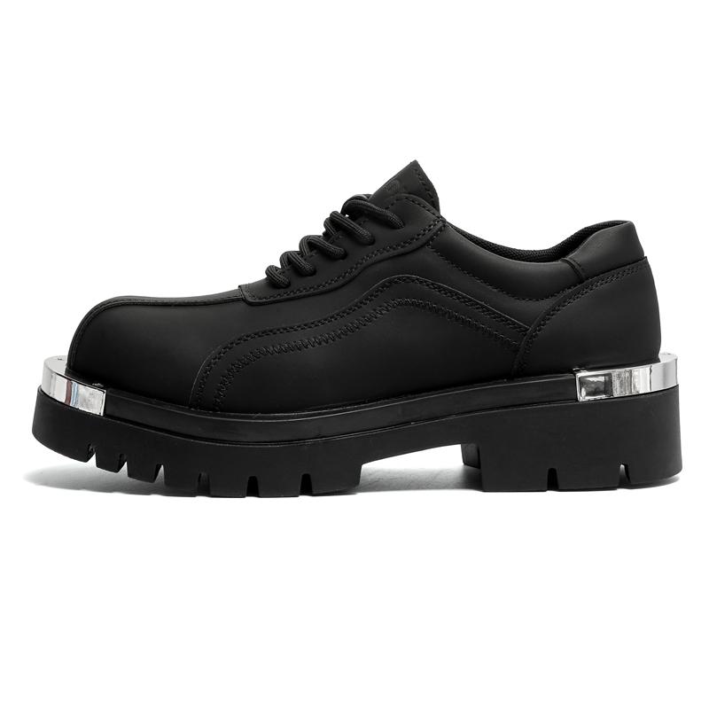 

Men Leather Platform Oxfords Footwear Lace-Up Thick Tottom for Male Dress Shoes Casual Mens Business Shoes New Men Casual Shoes 46 чорний