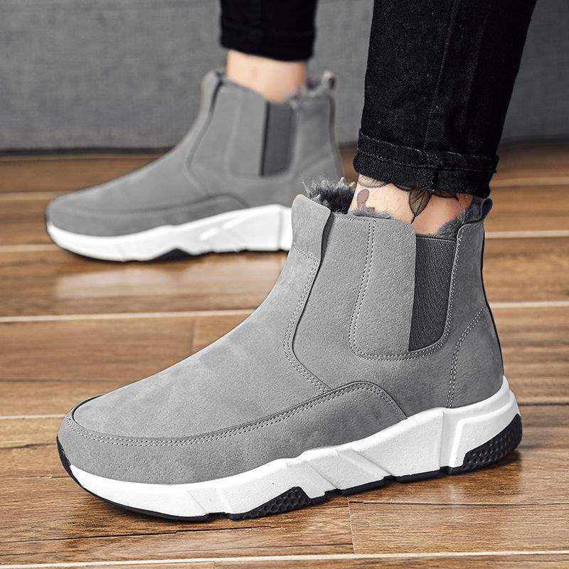 Winter Snow Boots Men's Warm Cotton Shoes Winter Velvet Thickened Northeast Cotton Boots Fur Integrated Men's Shoes