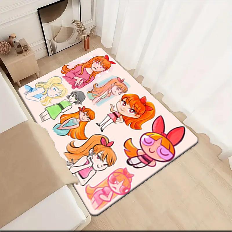 1Pc The Powerpuff Girls Printed rectangle carpet, home door mat, outdoor travel protection carpet A2