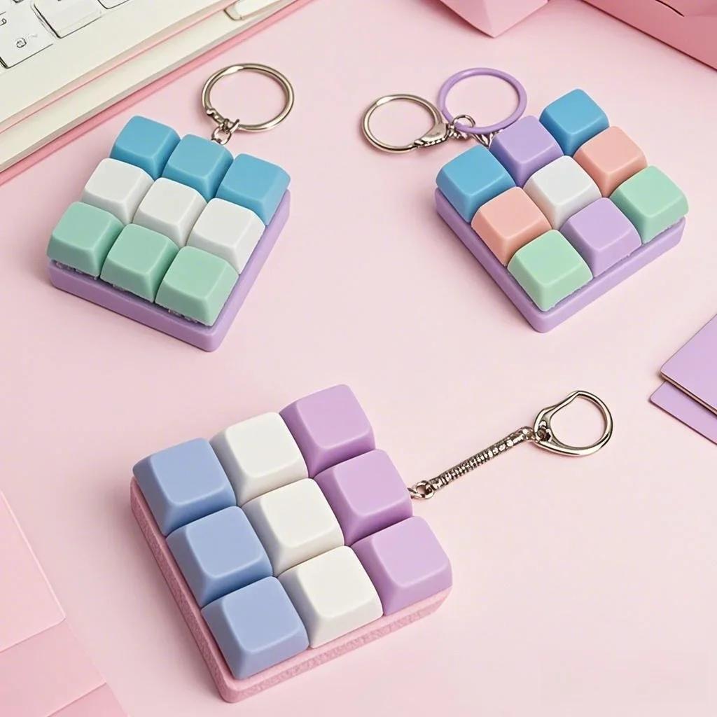 Keyboard Fidget Toy, Fidget Clicker Keyboard Fidget Keychain, Button Fidget Gifts for Adults to Relieve Stress and Pass Time