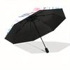 1pc Blue Cute Cat Pattern Automatic 3-Fold Umbrella, 8 Iron Frames, High-Value Folding Umbrella, Suitable for Office, Travel and Outdoor Adv