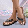 Slippers Women Summer Fashion Outside Wear New Rhinestone Flower Beach Foot Wedge Flat Flip-Flops