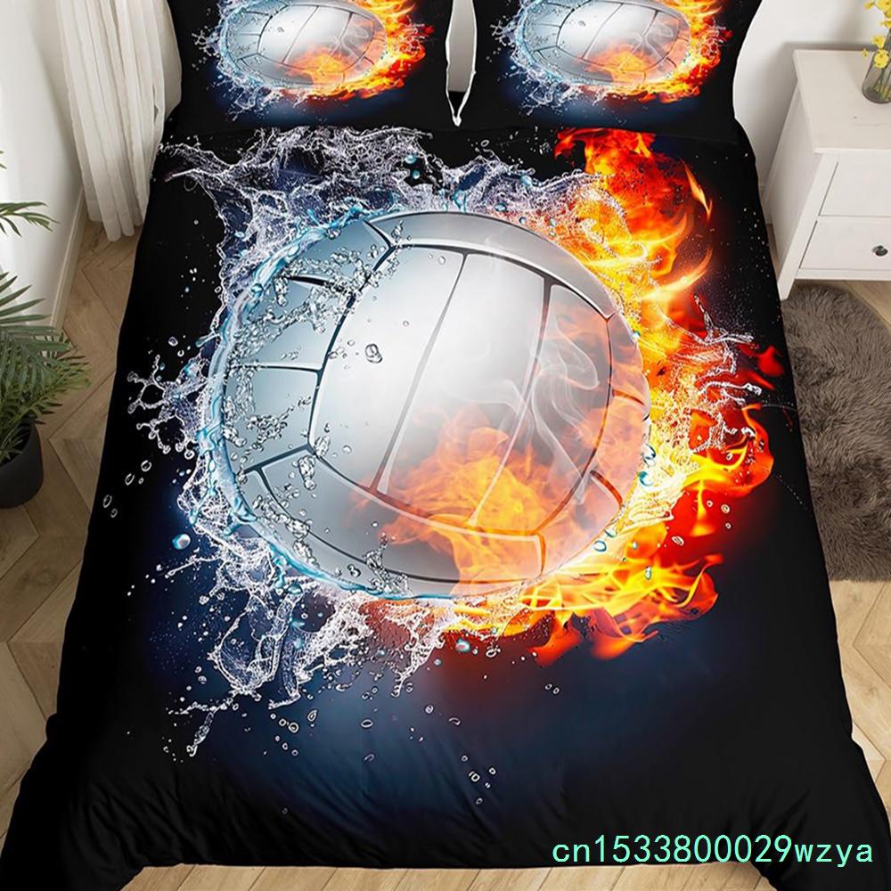 Volleyball Sport Bedding Set Sports Theme Duvet Cover King Queen Watercolor Volleyball Comforter Cover Ball Game Quilt Cover