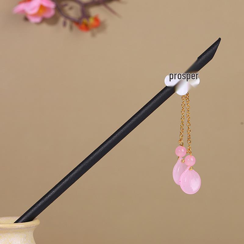 Vintage Tassel Wooden Hairpin for Women - Imitation Ebony Hanfu Accessory, Ancient Style Costume Hairpin
