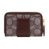 Coach Logo del marchio Essential 11 Chiusura con cerniera Tessuto jacquard e raffinata pelle di vitello Portacarte Donna Ottone e acero acero ottone e acero
