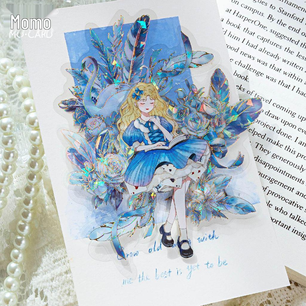 MòMò Ice Crystal 3D Laser Gold Feather Stickers for Journals - Borderless, 8 Styles