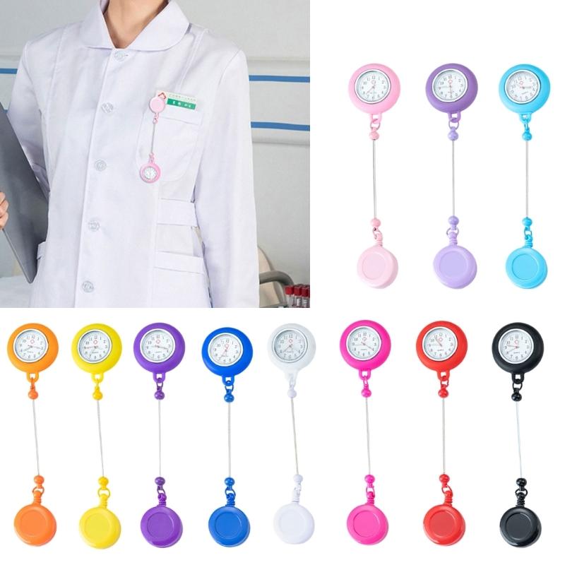 Retractable Badge Reels Nurse Watch Beadable Badge Holder Watch with Belt Clip for Nurse Doctor Healthcare Paramedic