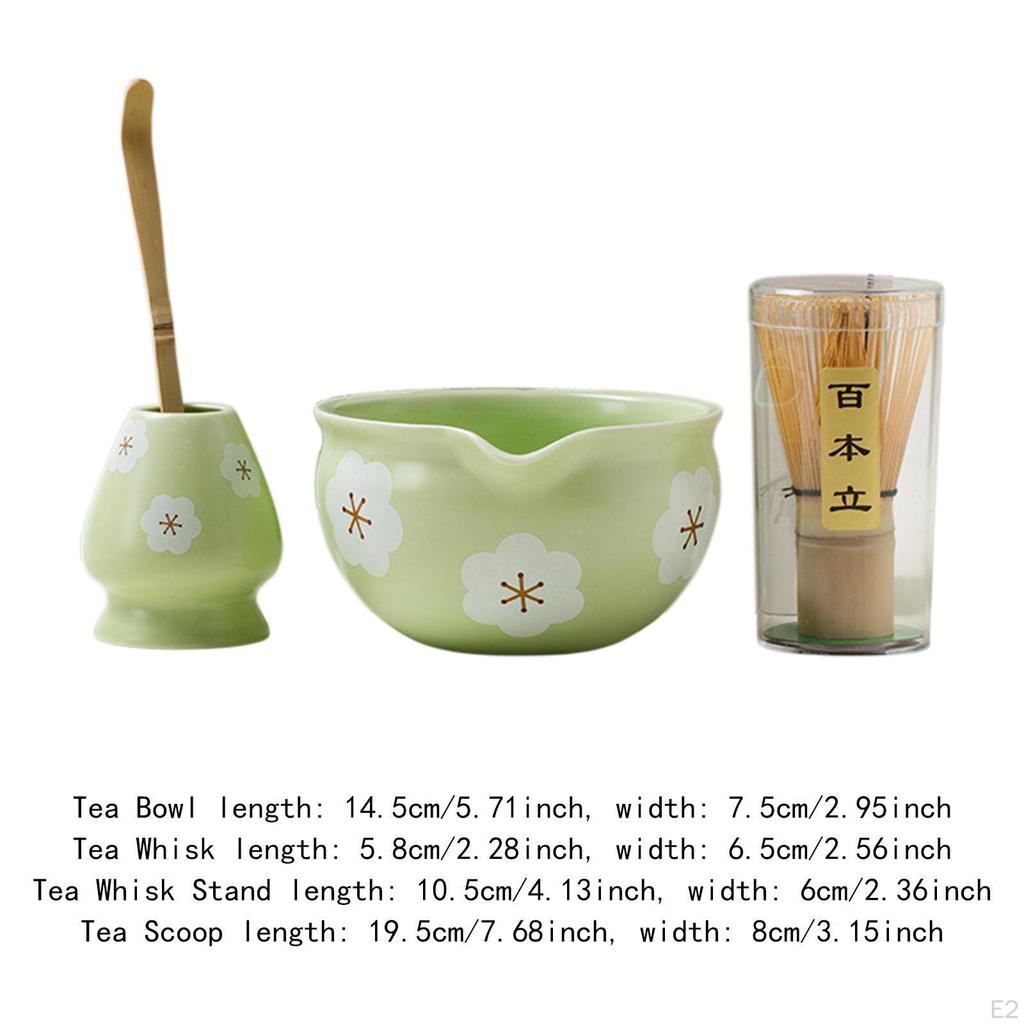 4-teiliges Matcha-Set mit Schale, Bambusbesen und Löffel zur Teezubereitung