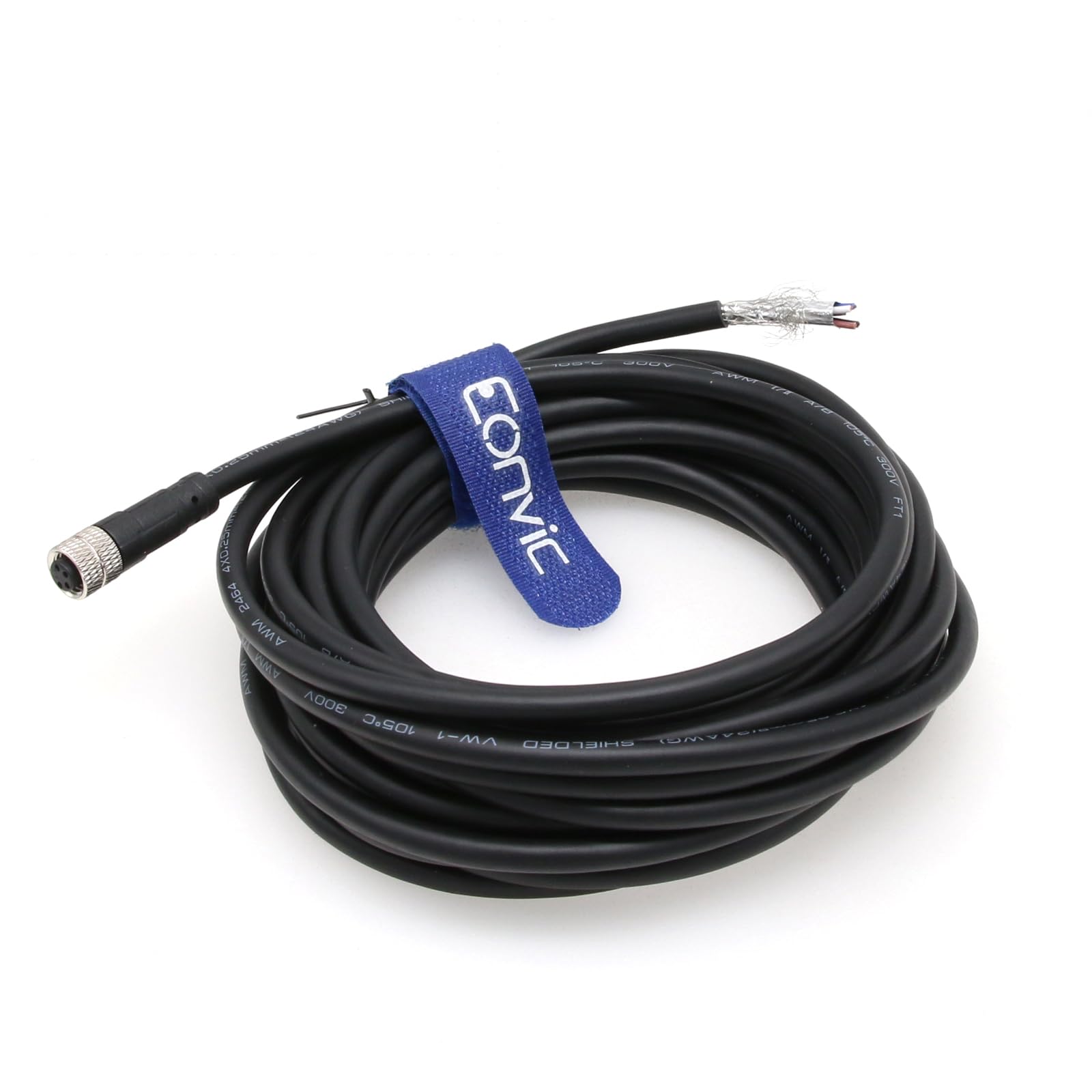 

Eonvic Промисловий M8 4-контактний A-кодований гніздовий до відкритих контактів, формований екранований авіаційний сенсорний кабель, водонепроникний IP67, кабель Cat 5e високої гнучкості 5 м