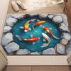 3D Optical Illusion Rug Realistic Fish Pond Area Rug Washable Goldfish Pond Doormat Non-Slip Floor Mat for Kids Playroom Living Room Bedroom Entrance