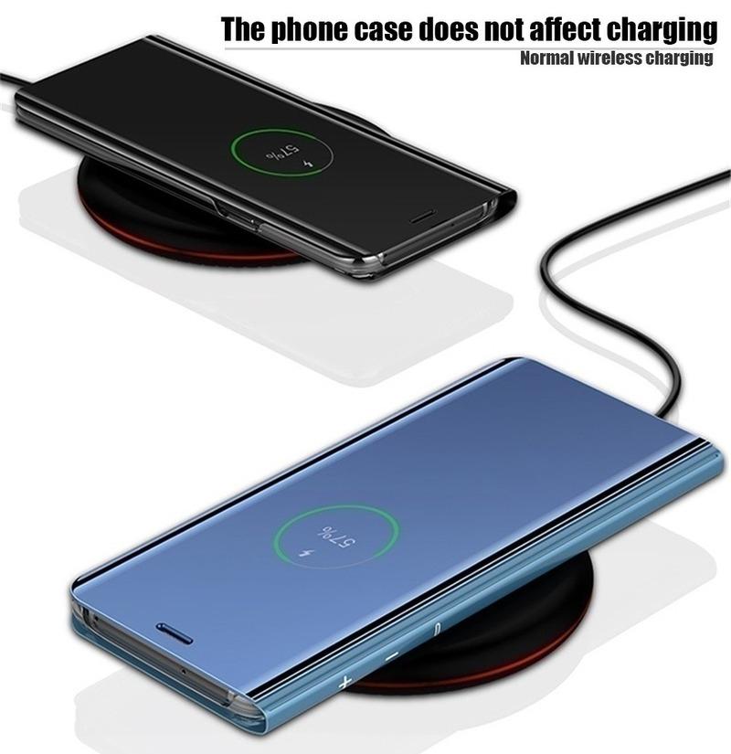 Smart Plating Mirror Phone Leather Case For Samsung S25 S24 S23 S22 S21 Ultra Plus FE A16 A56 A55 A15 A14 A54 iPhone 16 15 14 13 12 11 Pro Max Xs Max