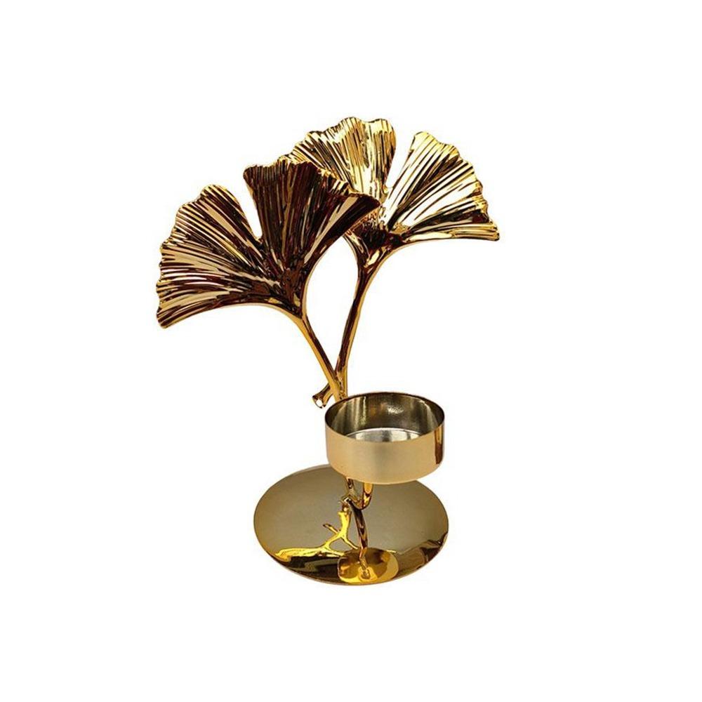 Exquisite Nordic Candle Holder Light Luxury Metal Candlestick Ginkgo Candle Holder  Living Room