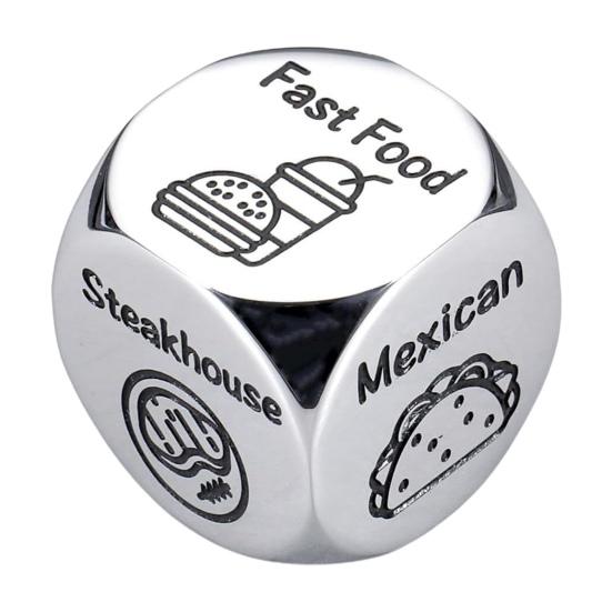 Food Decision Dice Stainless Steel Date Night Meal Decision Maker Valentines Day Movies Decision Dice for Couples