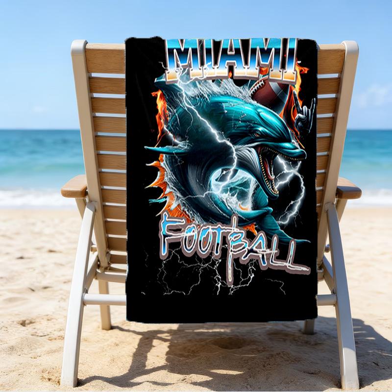 Dolphins Team Logo Artwork Quick-Dry Microfiber Beach Towel Super Soft & Absorbent for Bath, Beach, Travel  Bath Time Accessory, Fan gifts