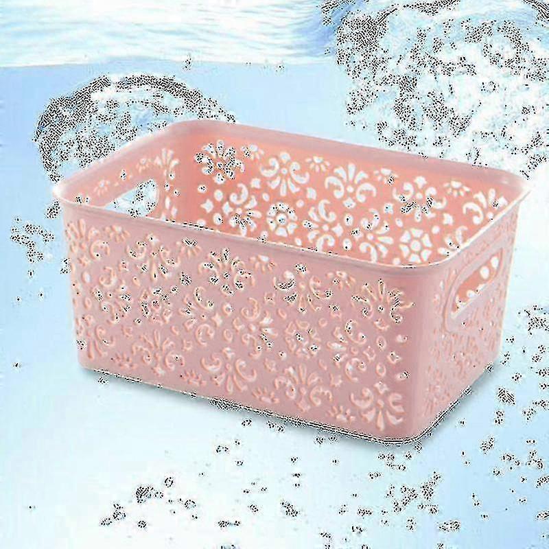 Stackable Plastic Storage Box Hollow Exquisite Retro Pattern Covered Clothes Storage Basket