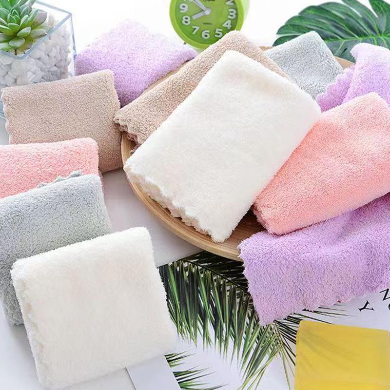 Soft Coral Fleece Quick-Dry Baby Face Towel - Small, Plain Color, Water Absorbent