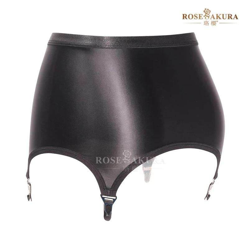 Sexy Luxury Metal Gourd Buckle Women's Oil Glossy Suspender Belts Female Elastic Garters Buttocks Skirt Underwear Sleepwear