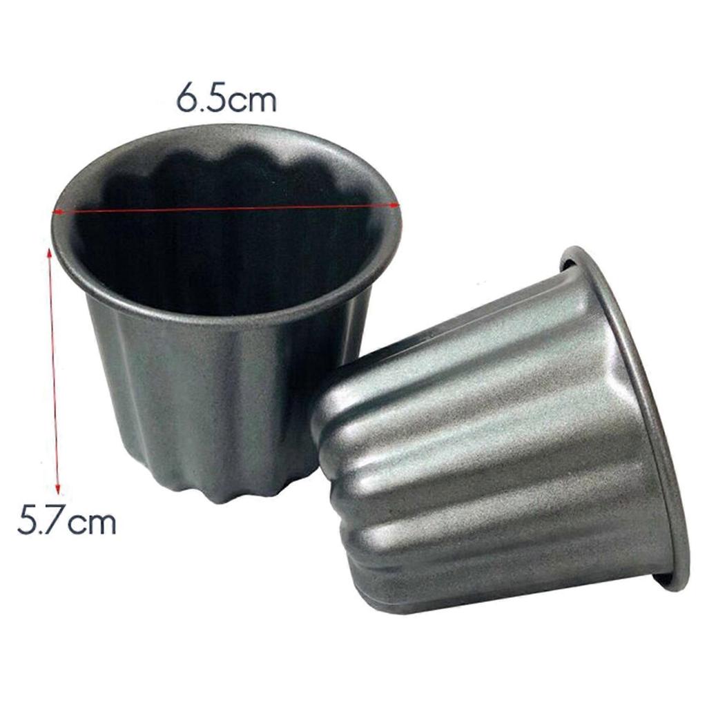 Canele Mold, Cannele Muffin Cup, 20Pcs Non-Stick Cannele Mould Gray-Black Canneles