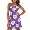 Women Summer Dress Casual Swing Floral Print Ruffle Short Sleeve Sundresses Beach  A-line  Dress  With Pockets