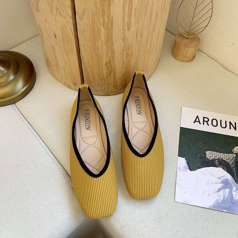 

Размер 35-43, женская обувь большого размера, вязаные одинарные туфли, женские туфли с квадратным носком и плоской подошвой, туфли-лоферы на одном педале, 41 туфли для бабушек на мягкой подошве, 42 40 жёлтый