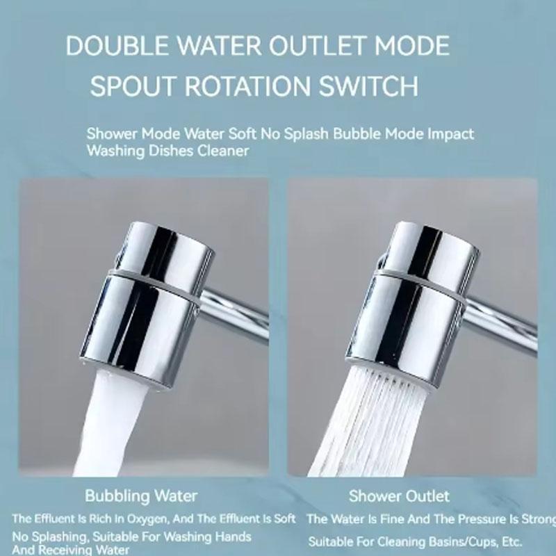 1pc 1080° Swivel Stainless Steel Faucet Extender Splashproof Dual Spray Mode Bathroom Sink Accessories Universal, with Adapter