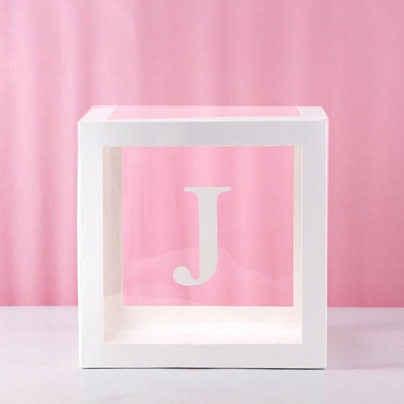 Clear Balloon Box with 26 White Letters for Birthday Party and Baby's First Birthday Decoration