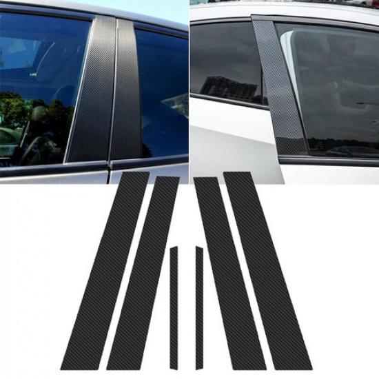 6pcs Carbon Fiber Pillar Posts For Honda Civic 2006~2011 Set Door Trim Cover Kit