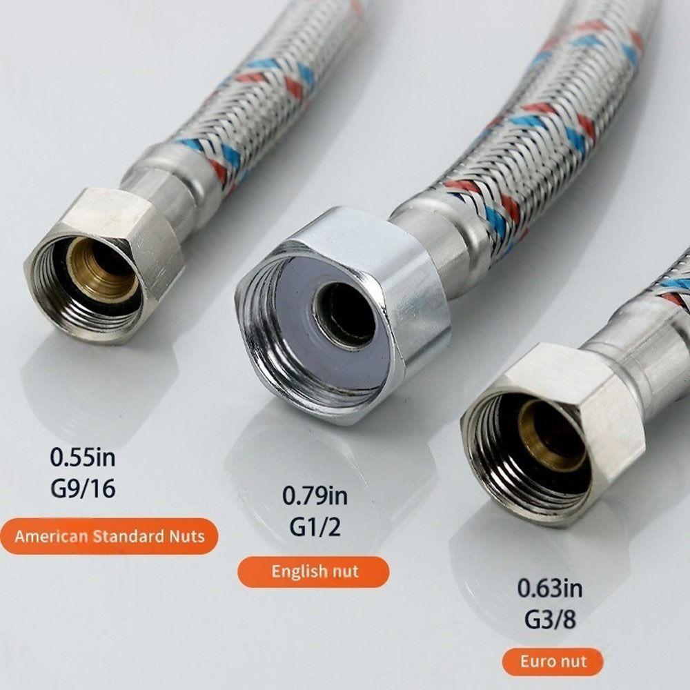 304 Stainless Steel Cold and Hot Water Inlet Pipe Anti-Aging Dual Head Tube High Pressure Water Supply Tube Faucet Connector
