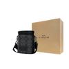 New COACH Barrel Cow Leather Patchwork With Artificial Leather Shoulder Bag Crossbody Bag Small Size Men's Black C9843-QBO4G