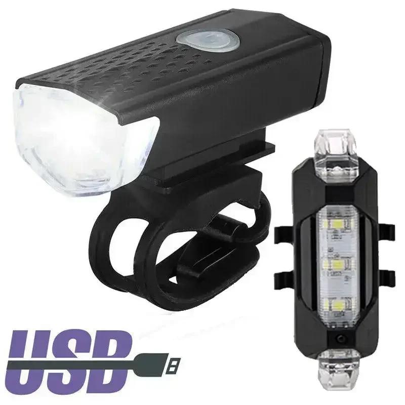 USB LED Rechargeable Bike Bicycle Light Set MTB Road Bike Front Back Headlight Lamp Flashlight Cycling Light Cycling Accessories