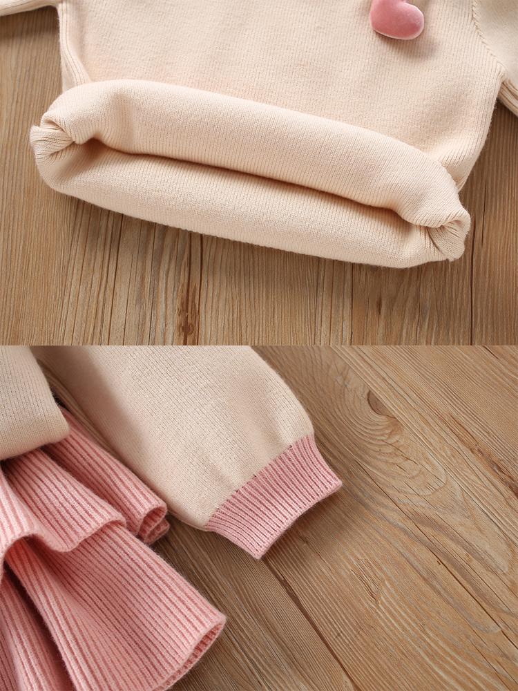 Stickad barntröja Moderiktiga och söta babykläder Höst Varm babyuppsättning Barnkläder 2 st