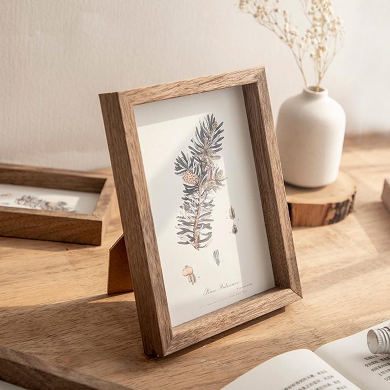 5/6/7/8inch Wooden Photo Frame Solid Picture Frame Vintage Wood Frame Display Stand Desk Accessorie Desktop Ornament Room Decor