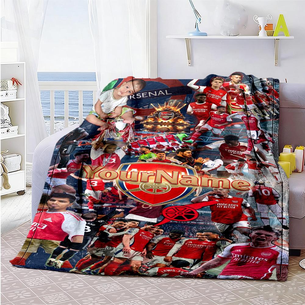 Arsenal Customize Your Name Blanket Cozy Customizable Blanket Ultra-Soft Suitable for Bedding Office Chair Nap All-Season Use