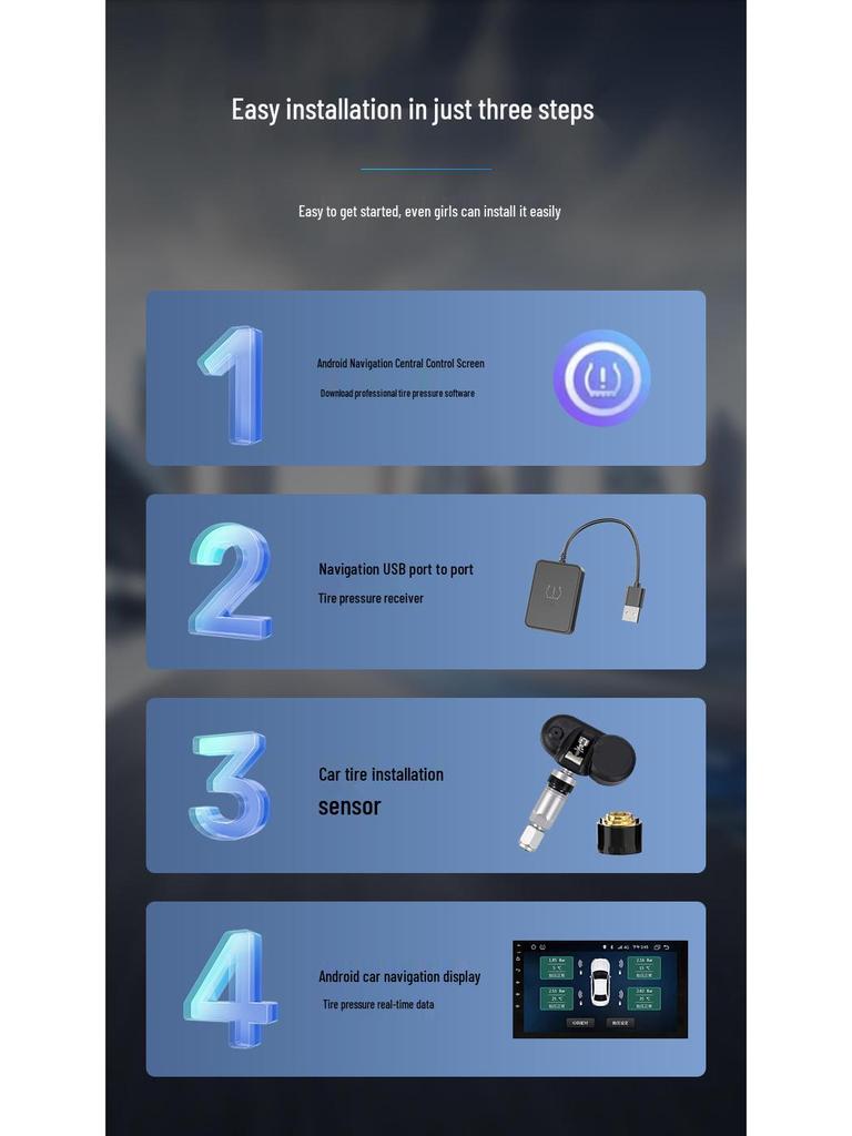 Cross-Border Car TPMS USB: Android Navigation & External Tire Pressure Monitor