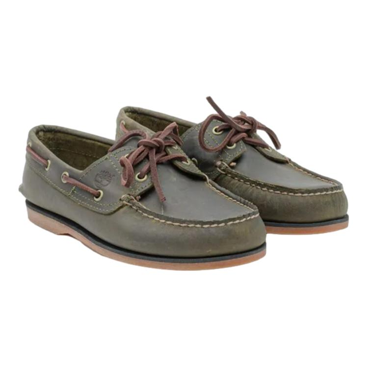 Timberland Classic Boat Comfortable Fashion Classic Boat Shoes Lightweight Low-Top Casual Shoes Men Sneaker Olive-Green 0A4187