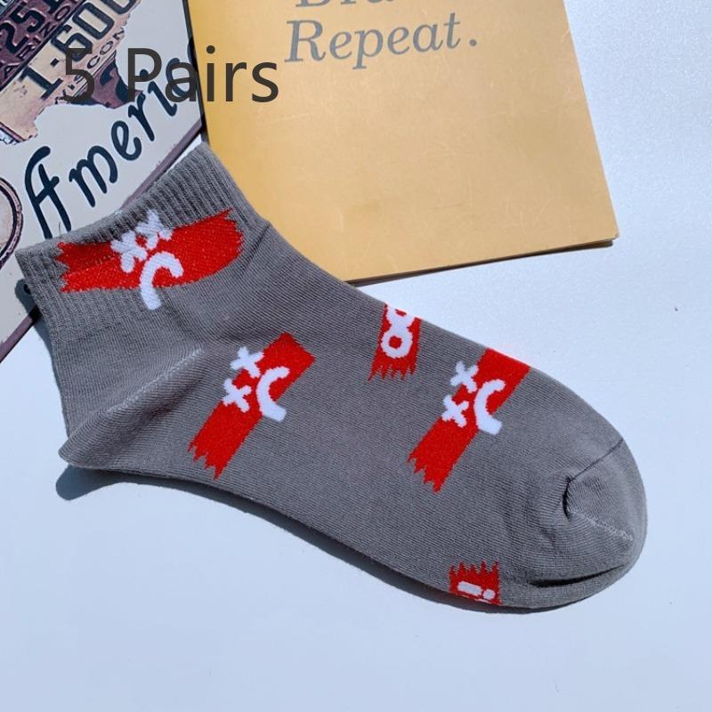 

5 пар носков мужские и женские короткие носки Tide College Style Hip Hop черные и белые желтые мелкие хлопковые 5 pairs серый