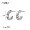 Tarnish Free Silver Gold Connected Twisted Hoop Earrings IP Plated Stainless Steel Twist Hoop Earrings for Women