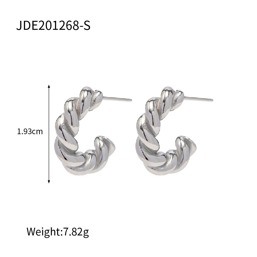 Tarnish Free Silver Gold Connected Twisted Hoop Earrings IP Plated Stainless Steel Twist Hoop Earrings for Women