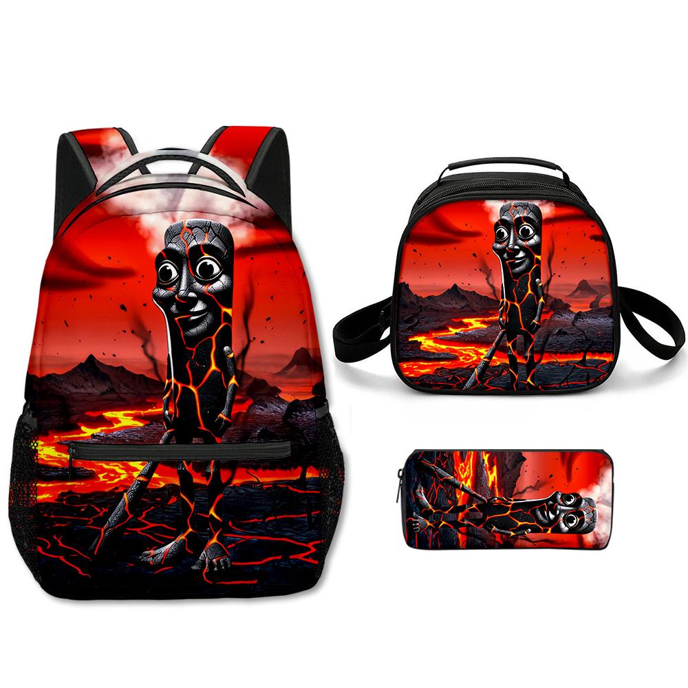 Popolare Novità Cartone Animato Cool tungtungtung Stampa 3D Set da 3 Pezzi Zaini Scolastici per Studenti Zaino per Laptop Borsa a Tracolla Borsa Pranzo Astuccio