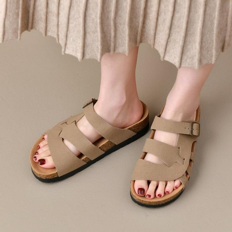 Fashion Fashion Women Suede Clogs Slippers Adjustable Buckle Slip On Footbed Home Clog Slippers Outdoor Beach Sandals With Arch Support