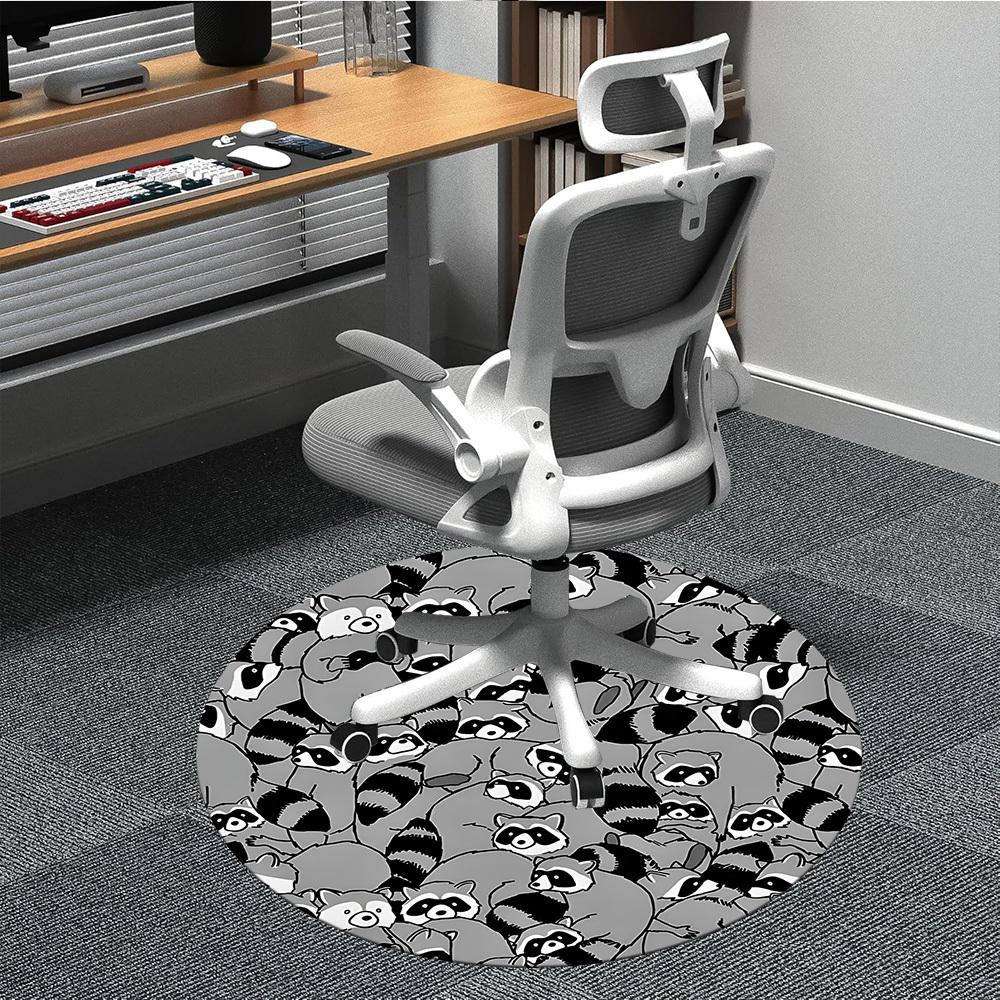 

1pc Raccoon Pattern Office Round Area Rug, Under Office Chairs Bedroom Living Room Home Decor, Room Deco 80cm