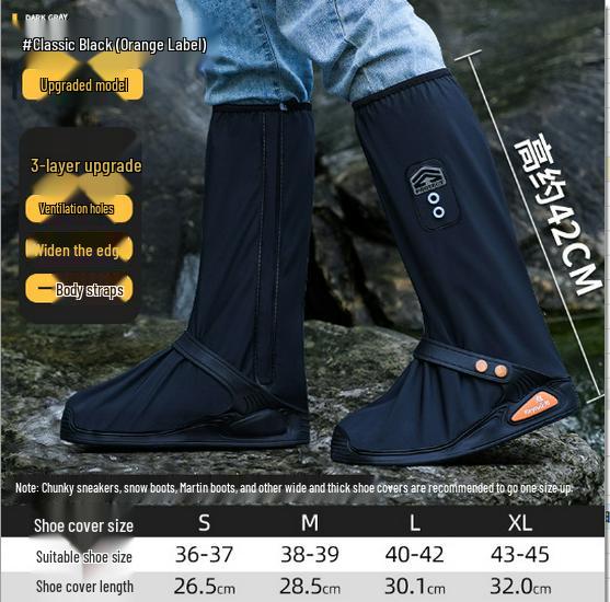 

Unisex High-Top Waterproof Non-Slip Breathable Rain Shoe Covers - Durable, Wear-Resistant, and Portable for Adults Large